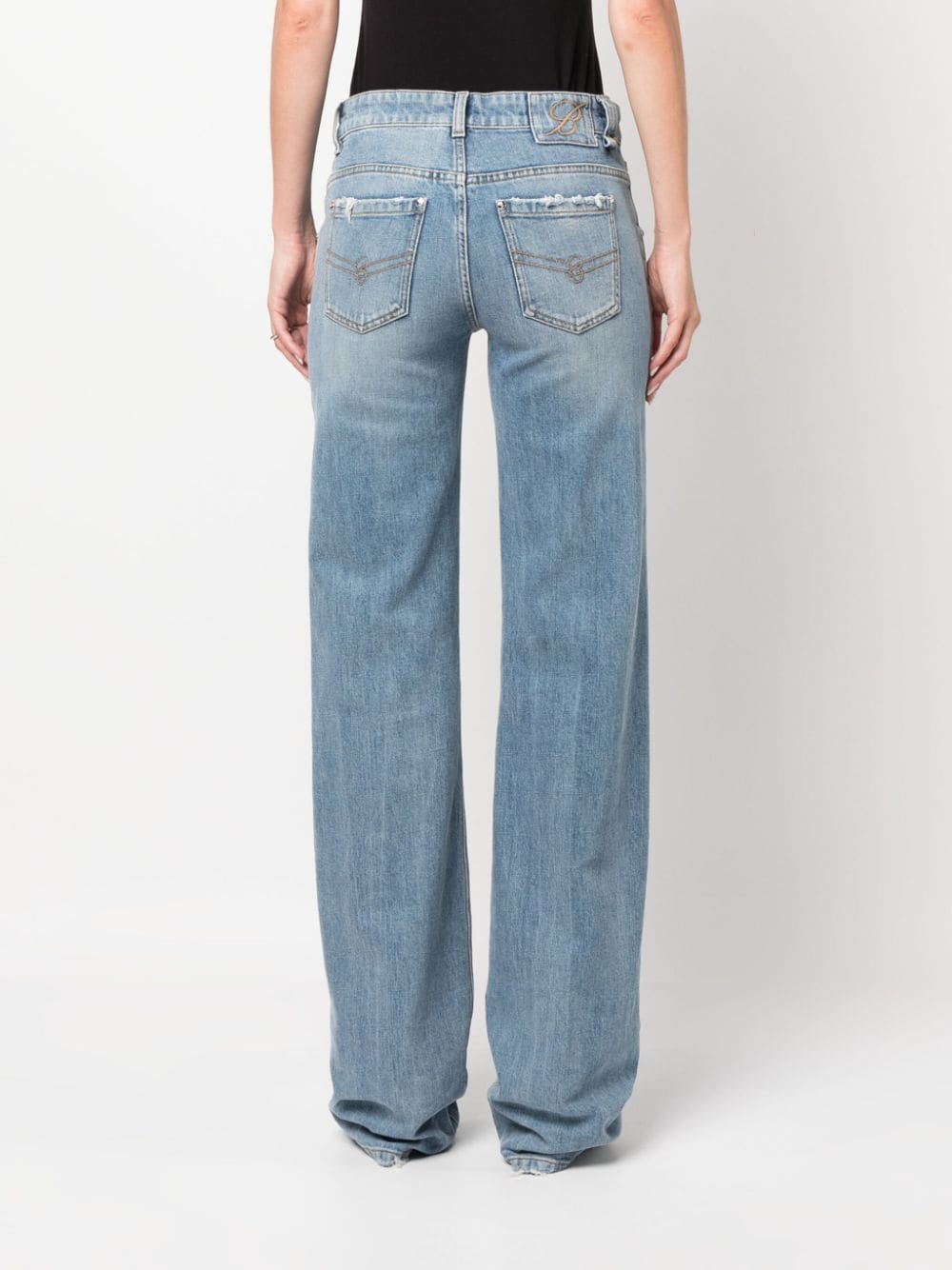 Shop Blumarine Flared-leg Cotton Jeans In Blue