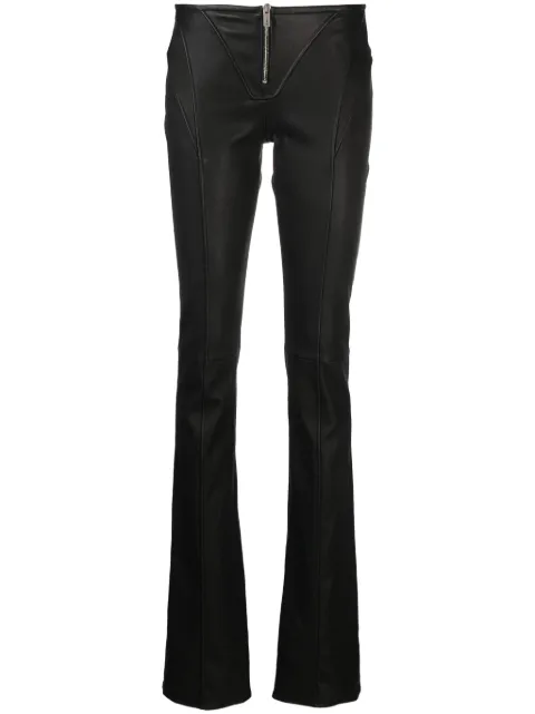 Blumarine leather low-waist flared trousers