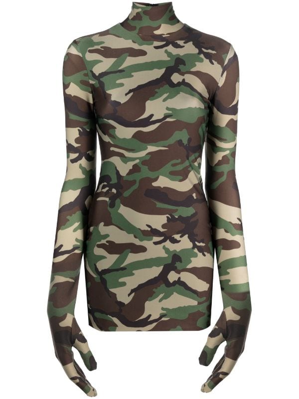 VETEMENTS camouflage-pattern glove-sleeves Minidress - Farfetch