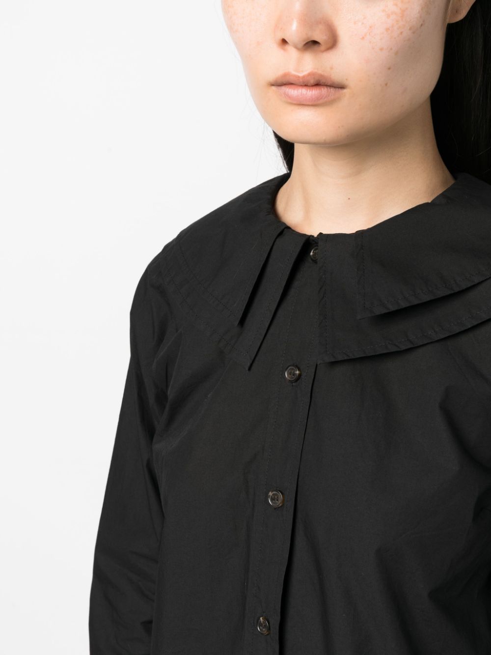 GANNI layered bib-collar cotton shirt Women