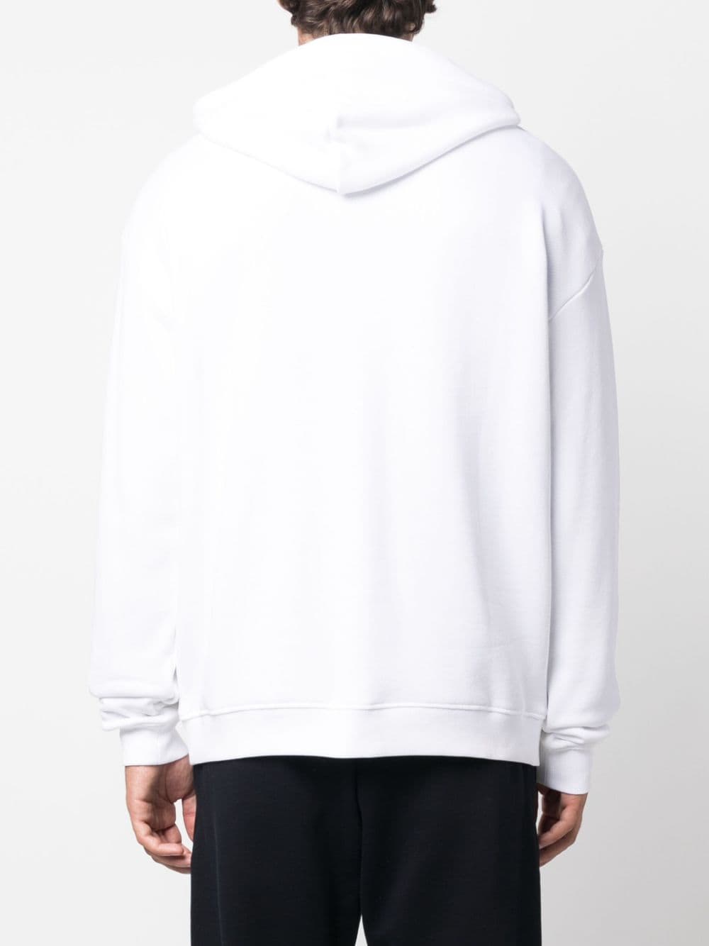 Shop Emporio Armani Resort Motif-embroidered Cotton Hoodie In 白色