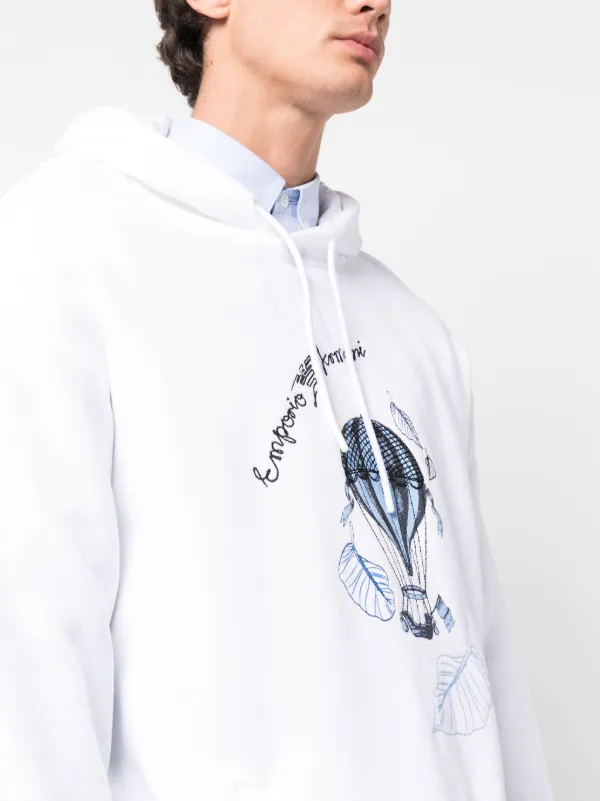 Emporio Armani Resort motif embroidered Cotton Hoodie Farfetch