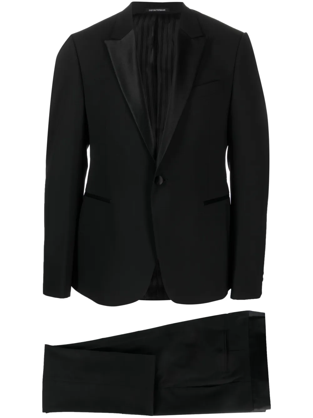 Emporio Armani satin-trim single-breasted blazer – Black