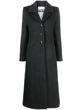 Phantom Grey Wool Midi Jacket | GANNI US