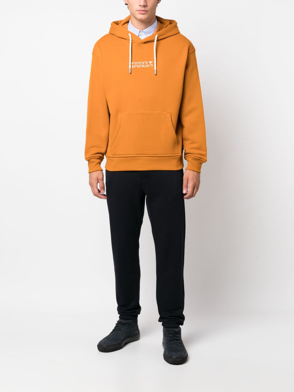 Emporio Armani coordinates-print cotton hoodie - Oranje