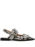 GANNI snakeskin-effect buckled sandals - Neutrals