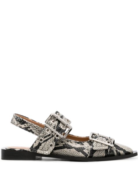 GANNI snakeskin-effect buckled sandals Women