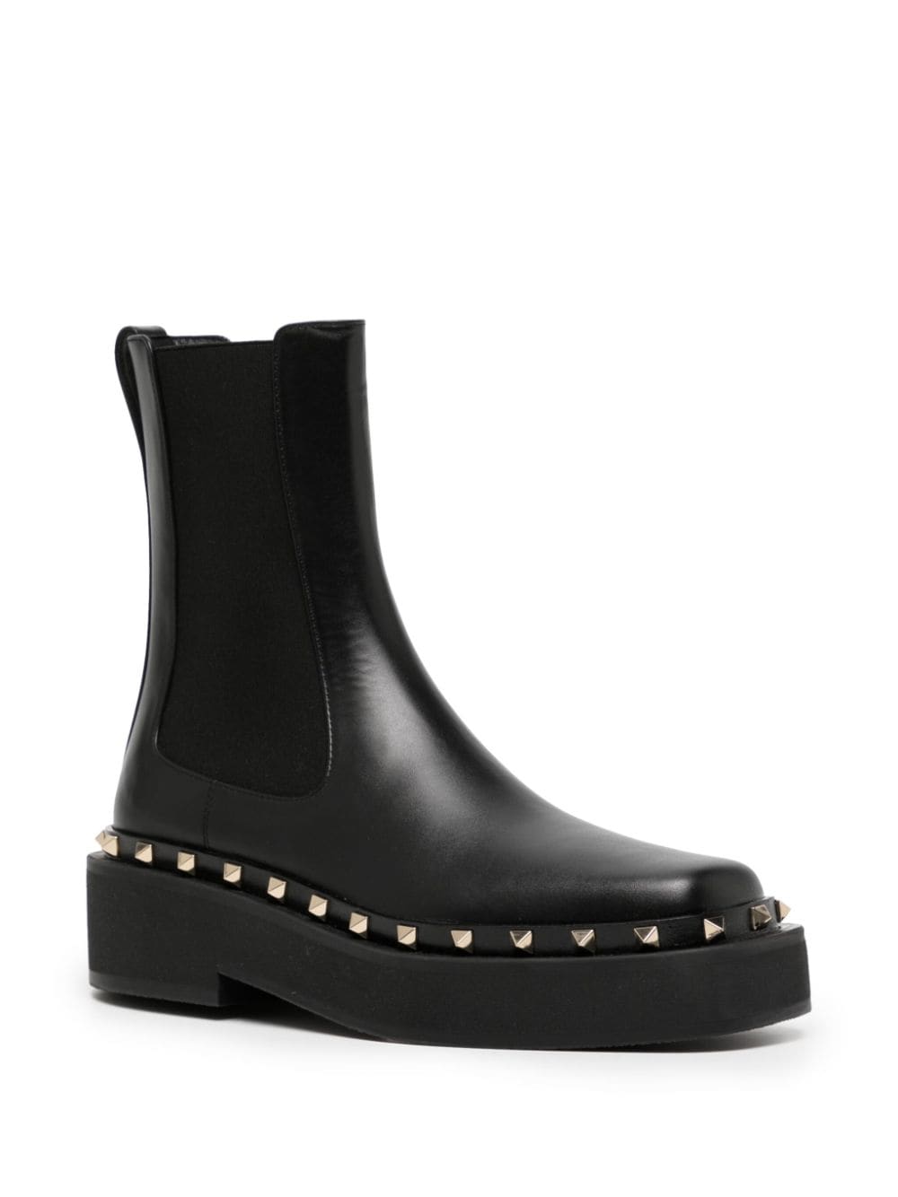 Shop Valentino Rockstud M-way Beatle Leather Boots In Black