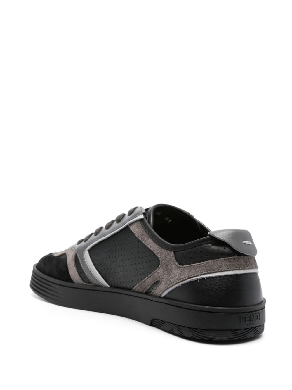 Shop Fendi Ff-embroidered Lace-up Sneakers In Black
