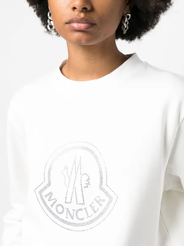 Moncler logo embellished Cotton Sweatshirt Farfetch