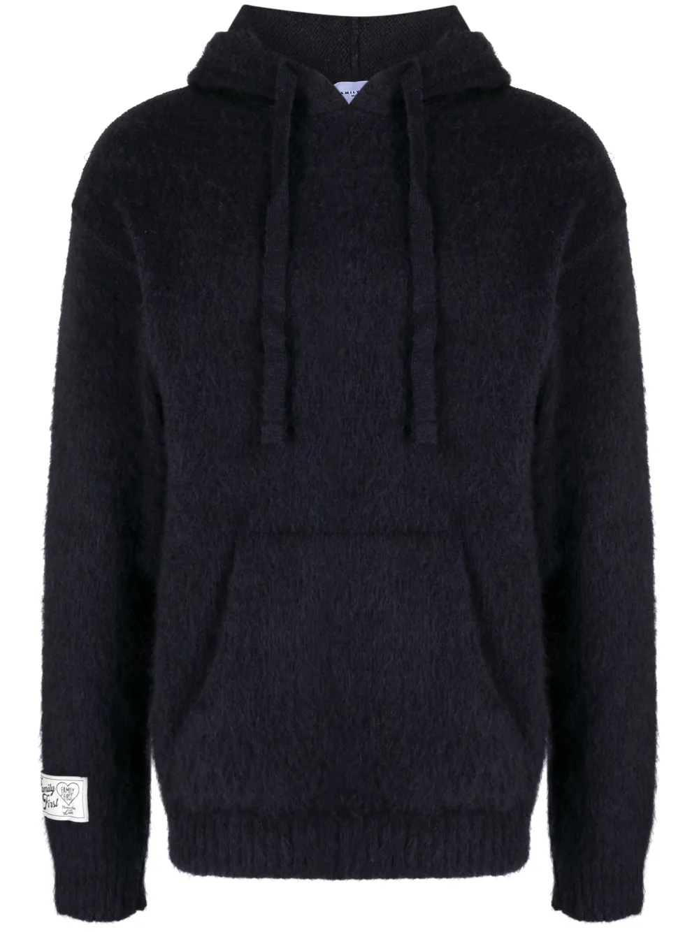 Family First logo-patch knitted hoodie