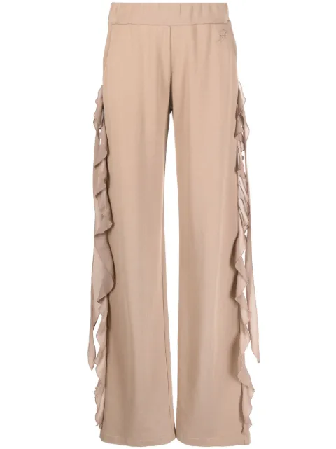 Blumarine ruffled-trim wide-leg trousers