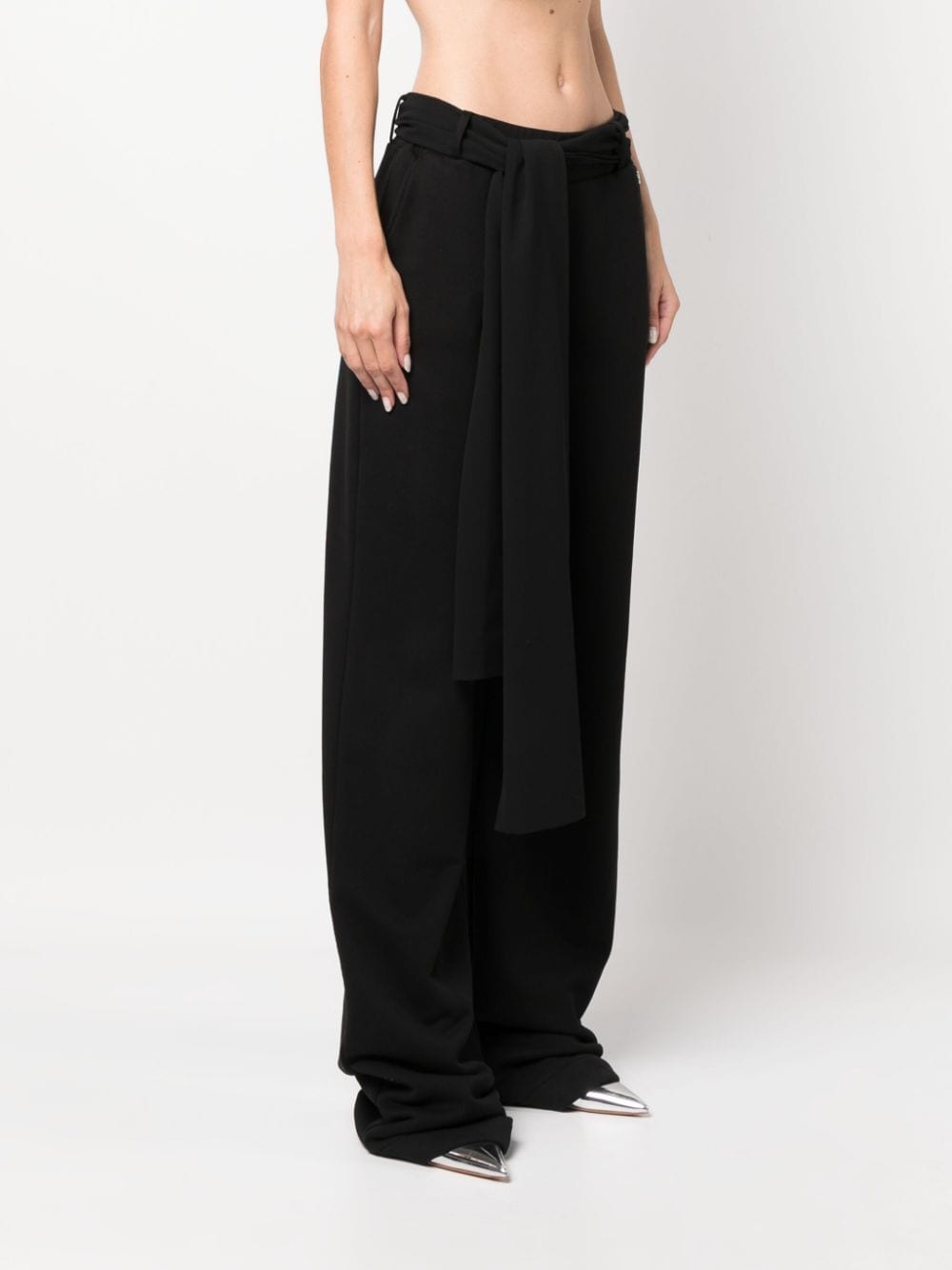 Shop Blumarine Tied-waist Straight-leg Trousers In Black