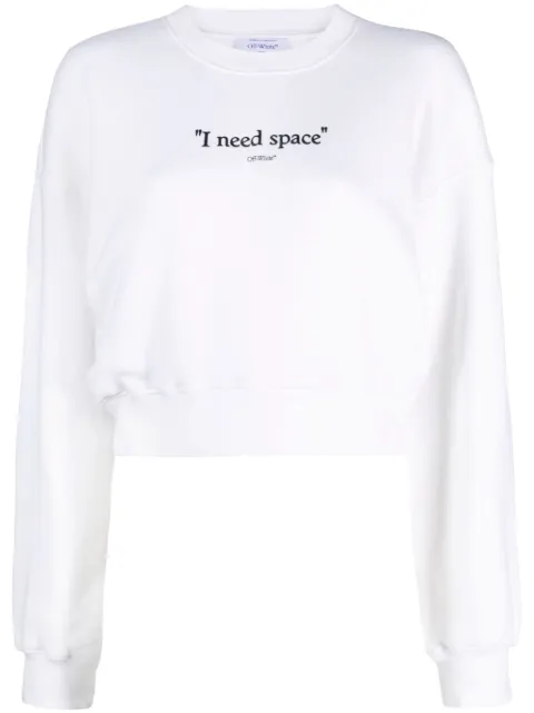 Off-White slogan-print cropped cotton sweatshirt