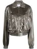 Blumarine pointed-collar metallic bomber jacket - Grey