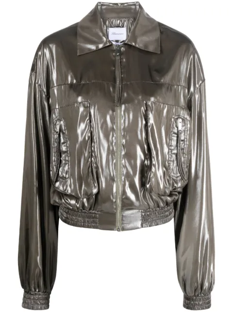 Blumarine pointed-collar metallic bomber jacket
