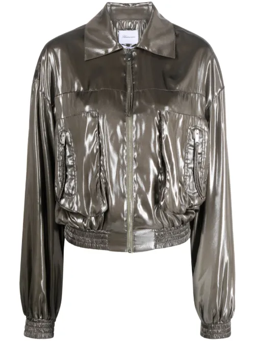 Veste bomber métallisée à col pointu - Blumarine - Modalova
