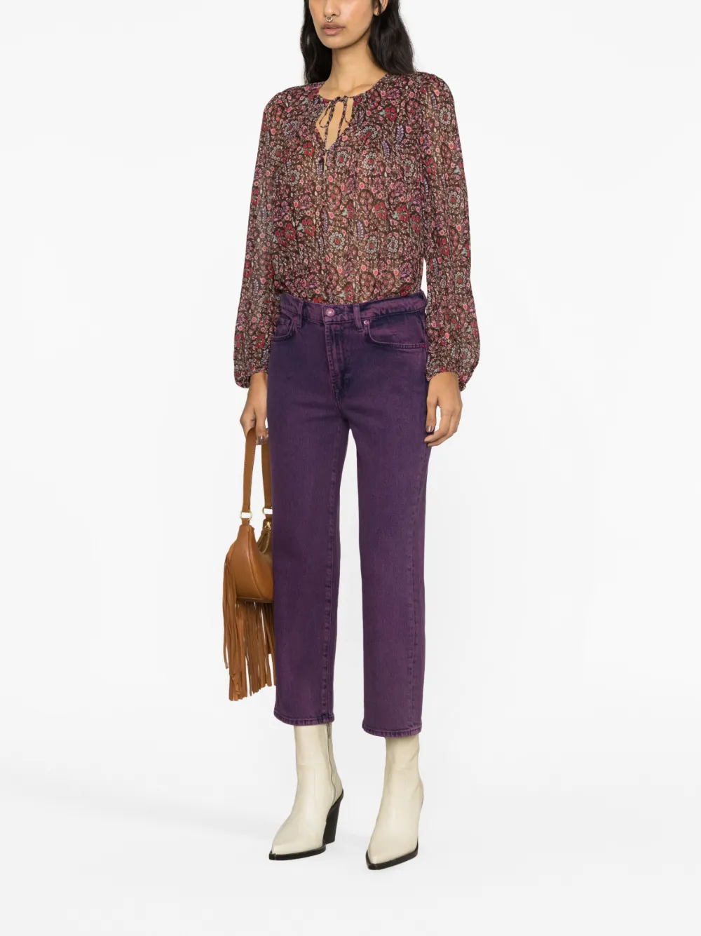 7 For All Mankind Logan Stovepipe cropped jeans - Paars