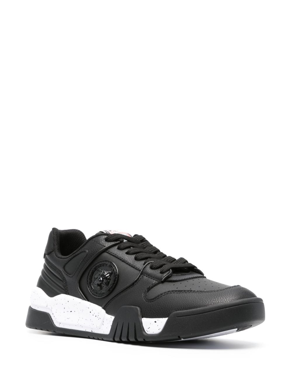 Shop Just Cavalli Logo-patch Leather Sneakers In Black