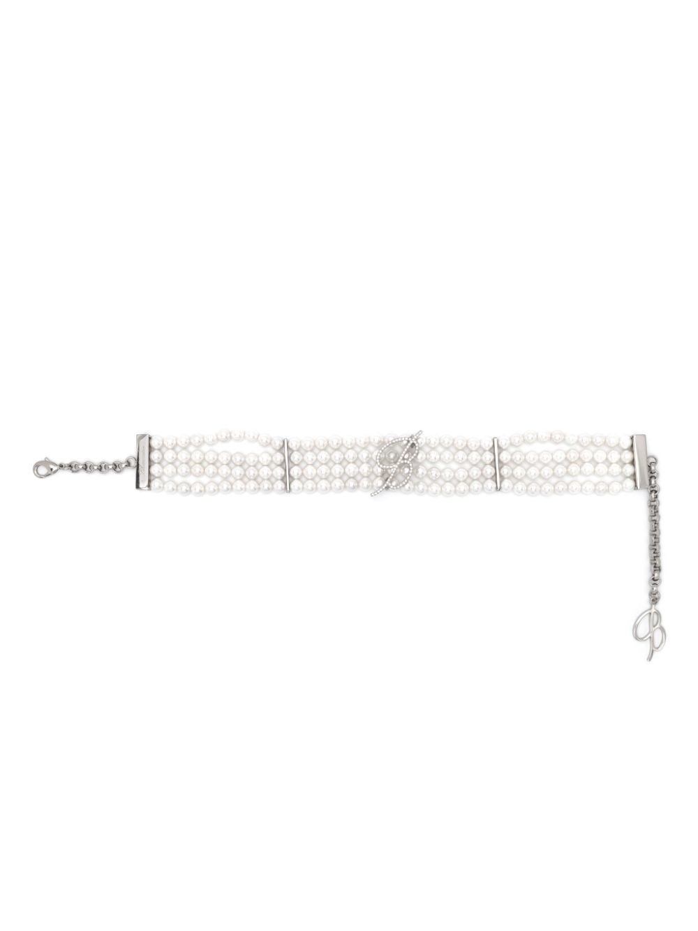 Blumarine Pearl-embellished Choker Necklace In Silver