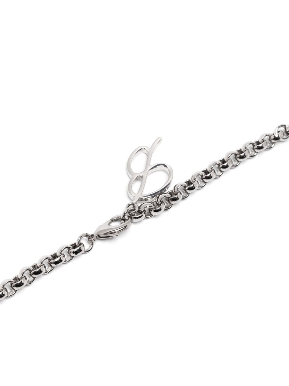 Shop Blumarine Logo-lettering Polished-finish Necklace In Silver