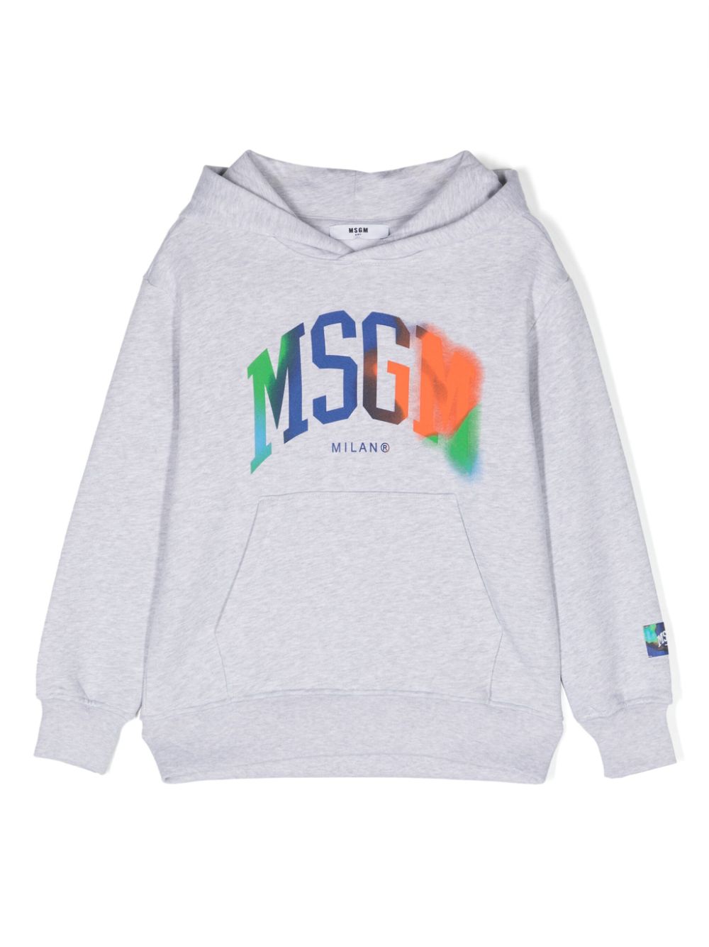 MSGM Kids logo-print cotton hoodie - Grey