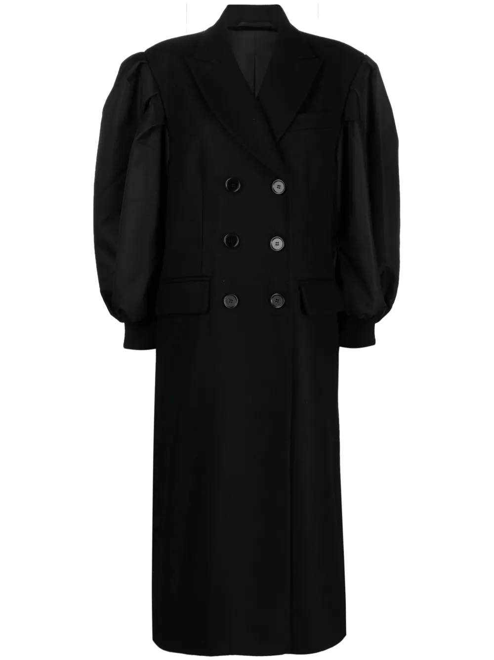 Shop Simone Rocha Double-breasted Wool-blend Coat In Schwarz