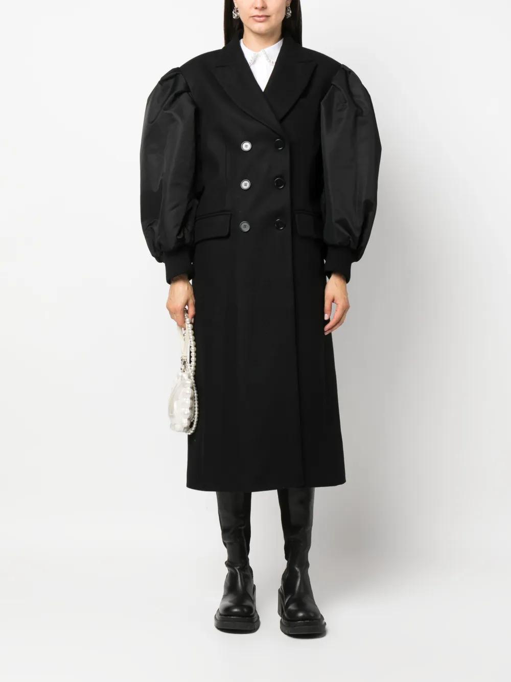 Shop Simone Rocha Double-breasted Wool-blend Coat In Schwarz