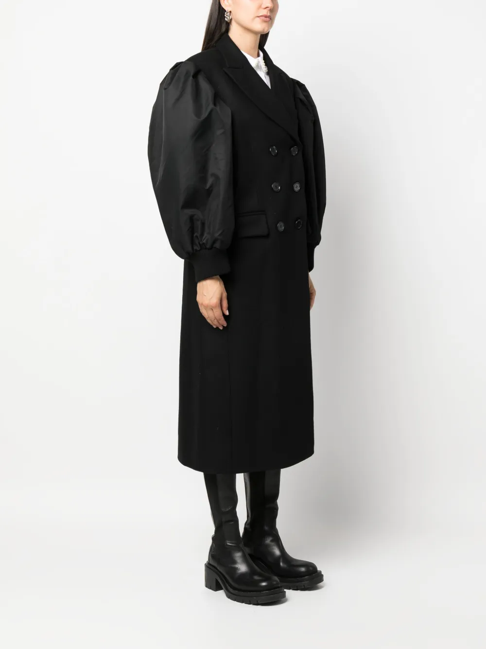 Shop Simone Rocha Double-breasted Wool-blend Coat In Schwarz