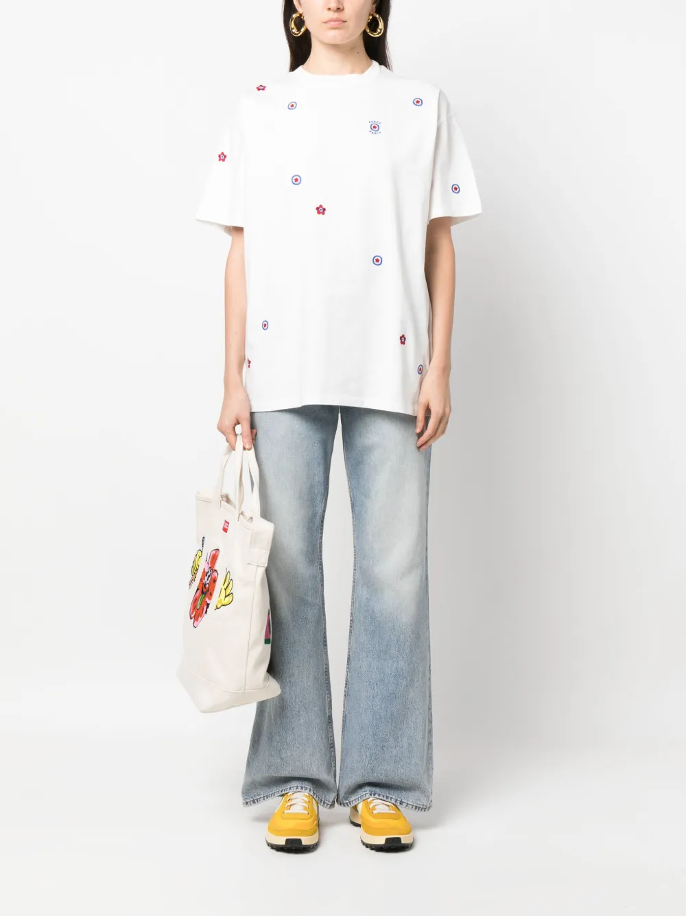 Kenzo logo-embroidered lyocell T-shirt - Wit