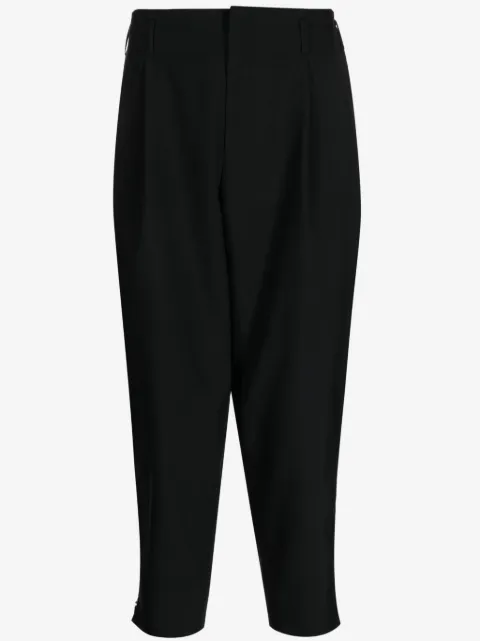 Black Comme Des Garçons tapered-leg cropped wool trousers