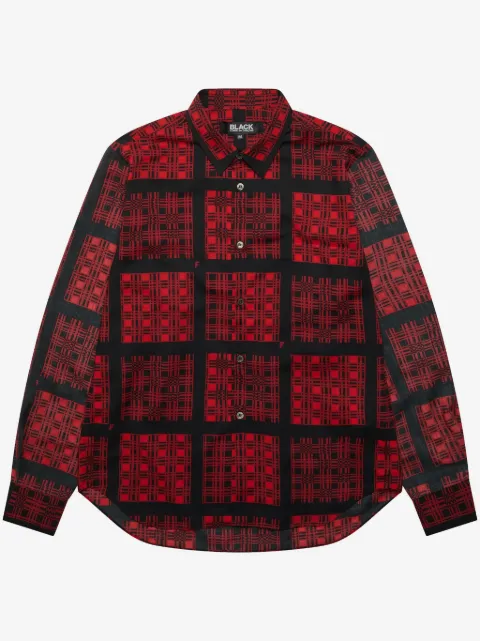 Black Comme Des Garçons camisa manga larga con estampado de cuadros