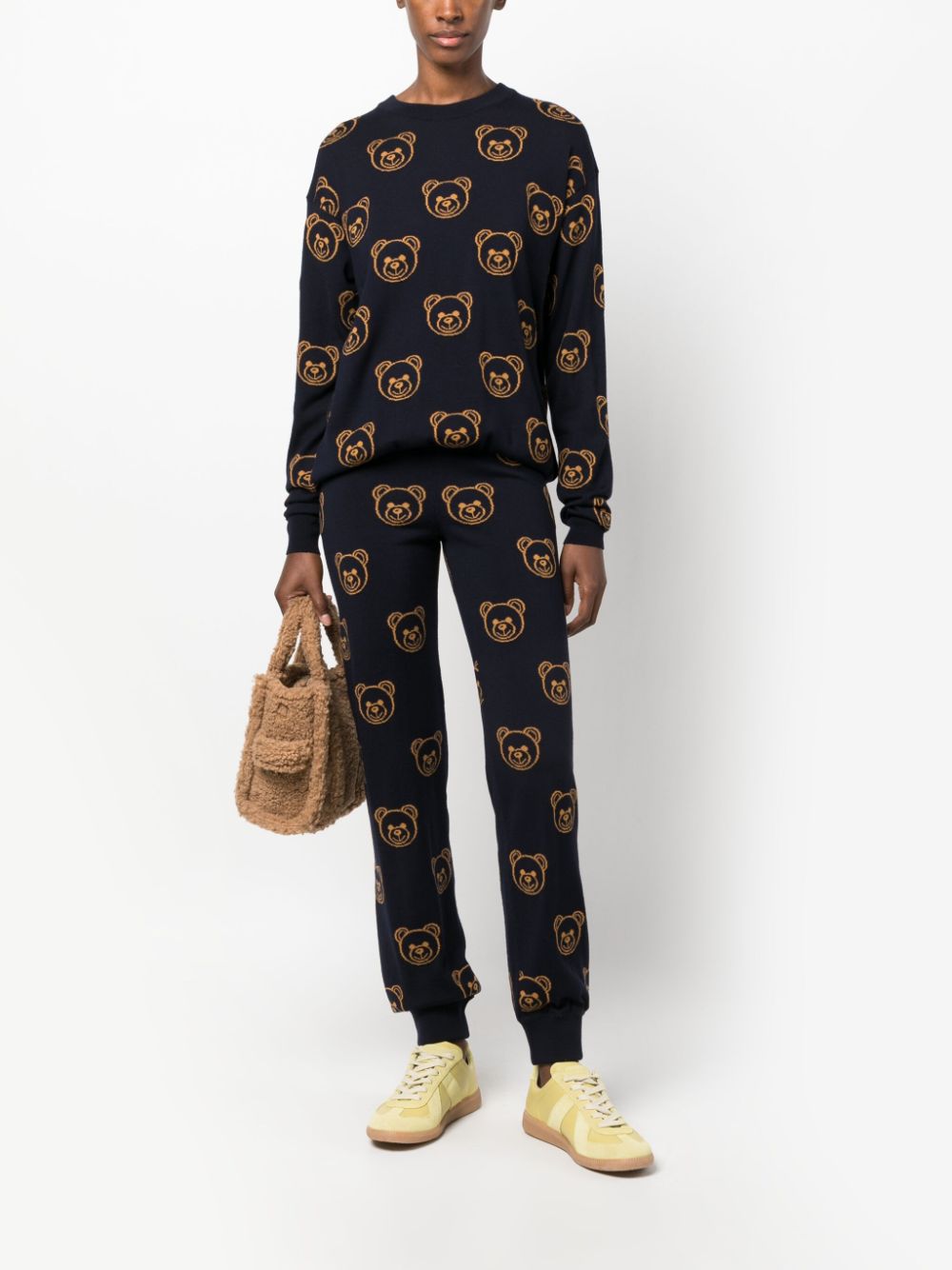 Moschino Teddy Bear intarsia-knit track pants - Blauw