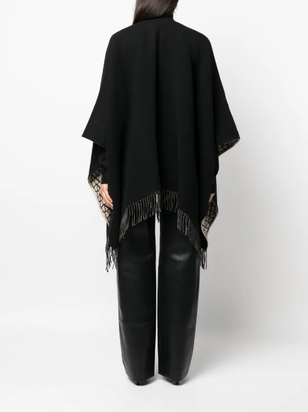 Toile Iconographe Wool Cape in Black - Valentino