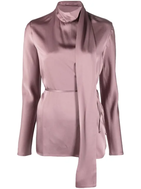 Semicouture satin scarf-neckline blouse