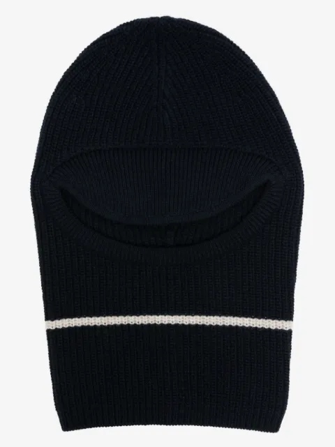 Plan C two-tone striped ribbed-knit balaclava