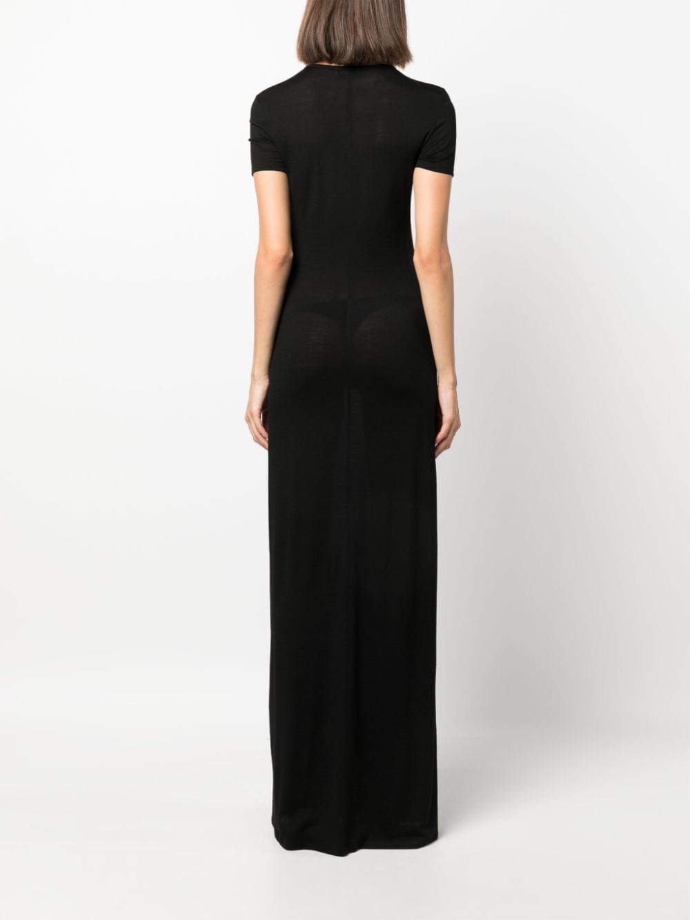 Shop Saint Laurent Crew-neck Wool Maxi Dress In Black