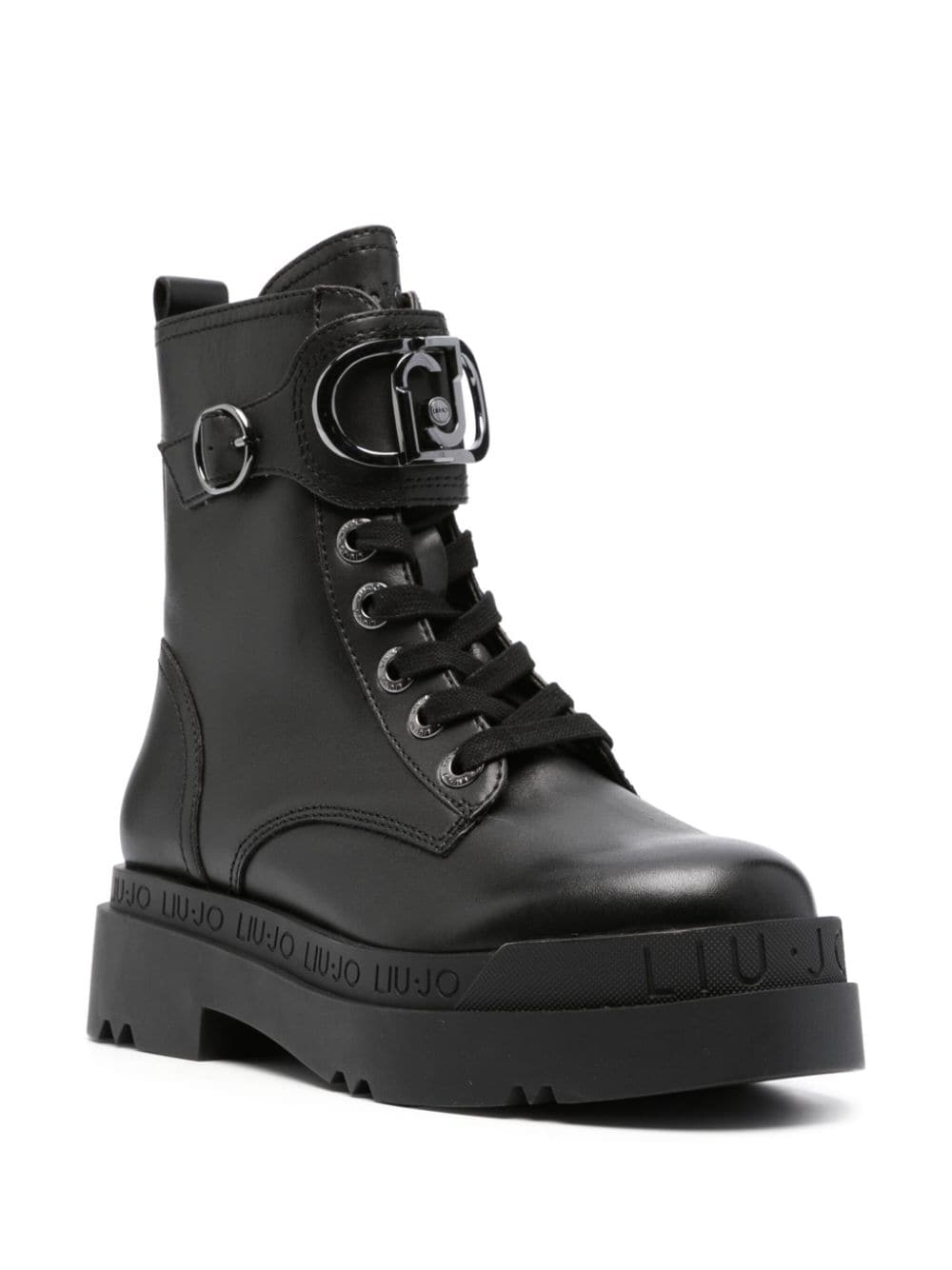 Shop Liu •jo Love 40mm Logo-plaque Ankle Boots In Black