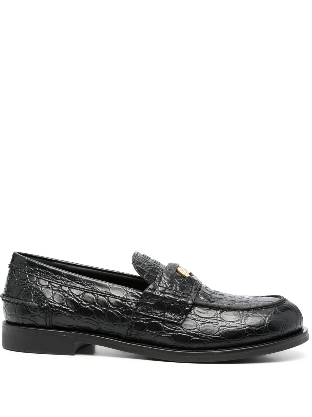 Miu Miu croco-print leather penny loafers – Black