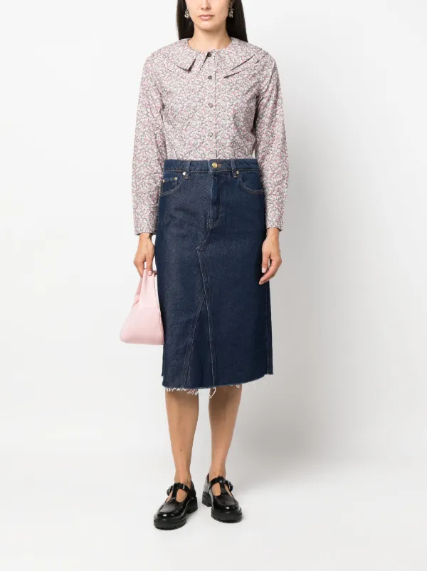 Ganni denim midi skirt best sale