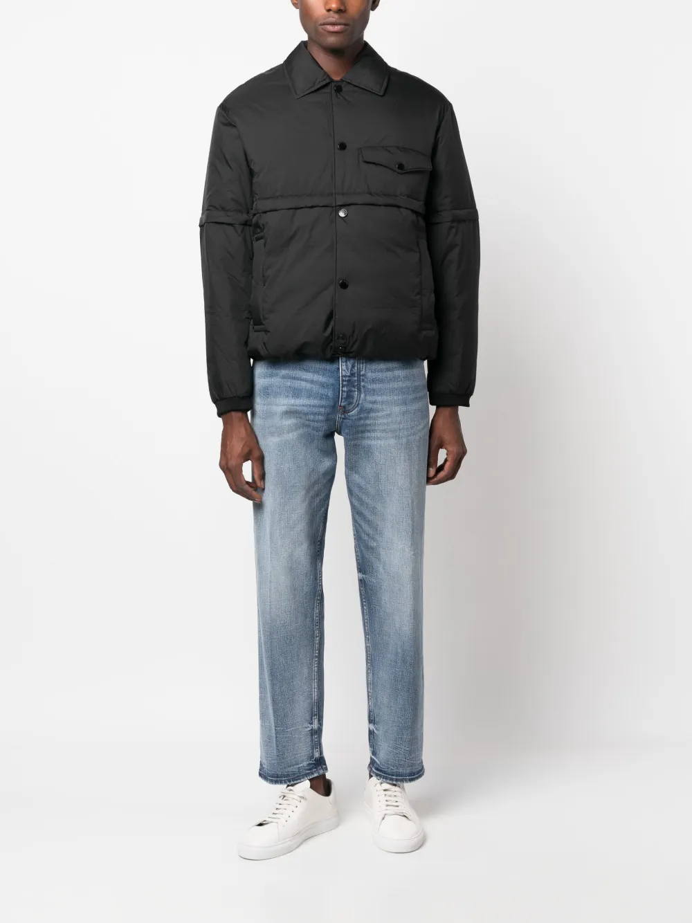 Emporio Armani spread-collar padded jacket - Zwart