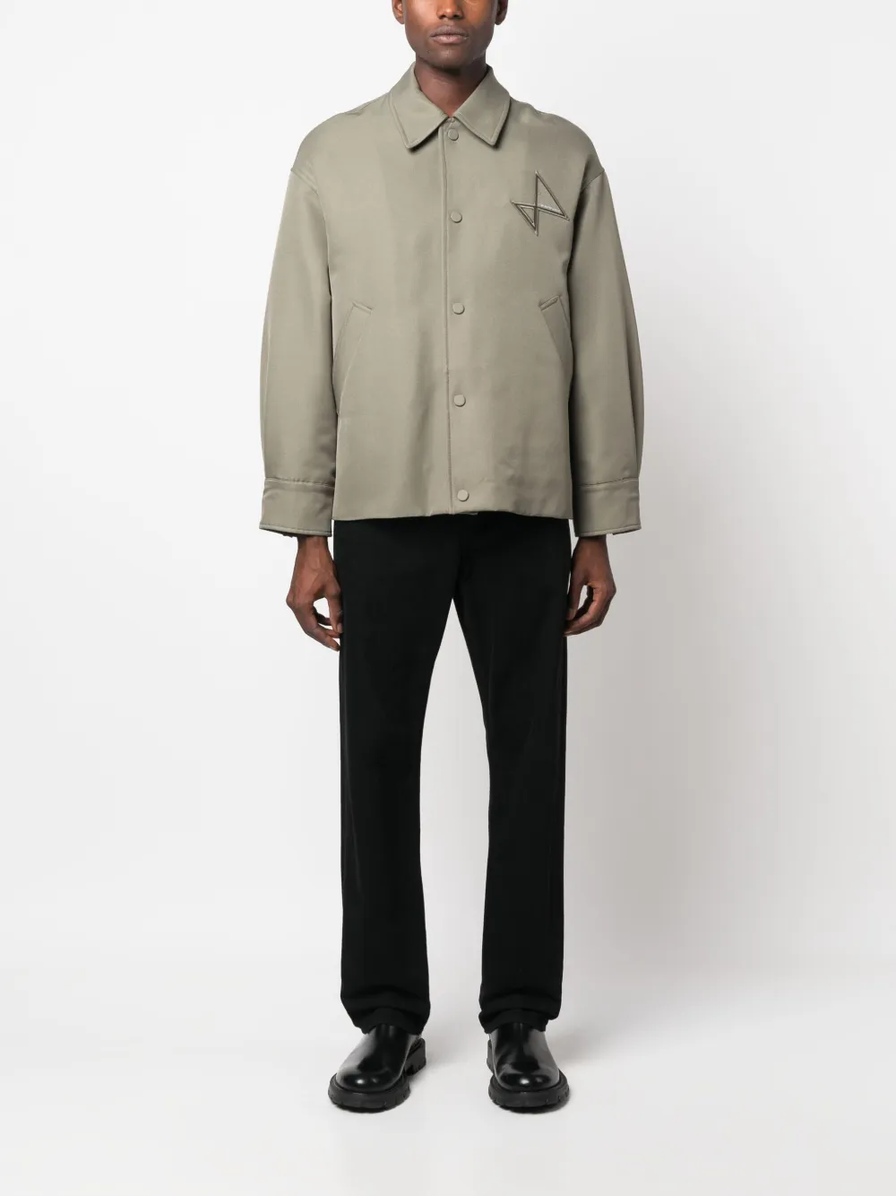Emporio Armani logo-patch shirt jacket - Groen