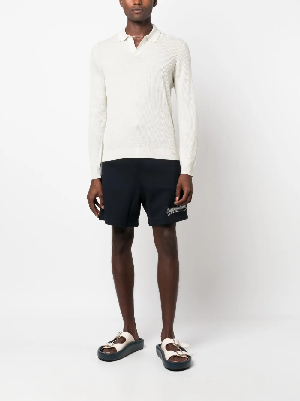 Emporio Armani V-neck ribbed-knit jumper - Beige