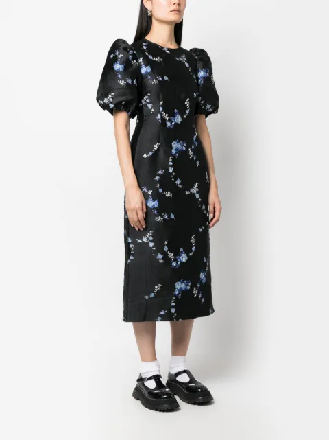 GANNI floral-jacquard midi dress F8564 - 2