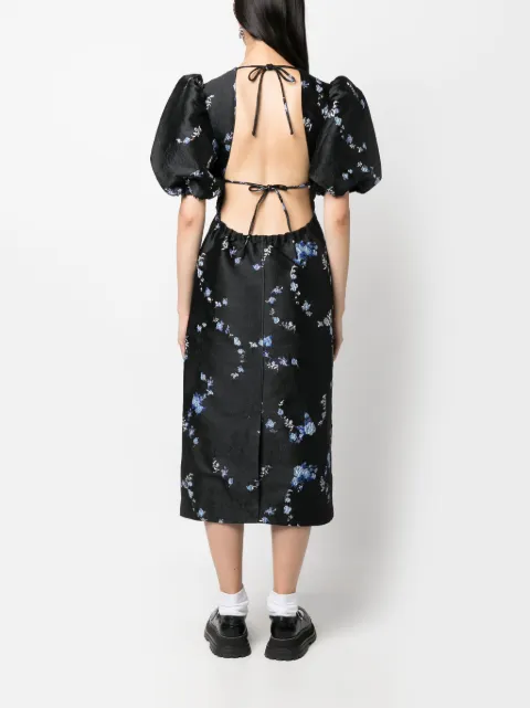 GANNI floral-jacquard midi dress F8564 - 3