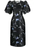 GANNI floral-jacquard midi dress - Black
