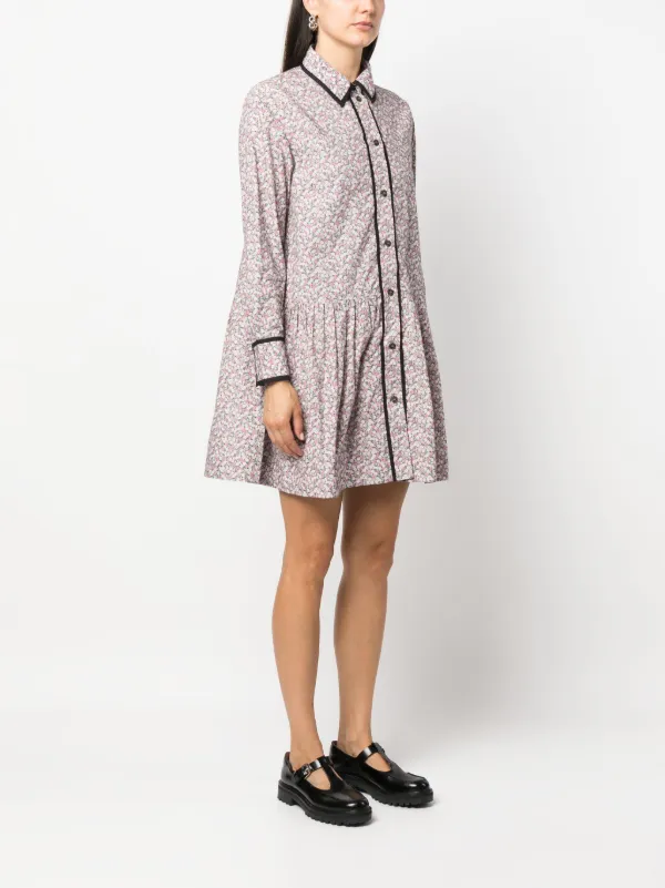 GANNI floral-print Organic Cotton Minidress | Pink | FARFETCH