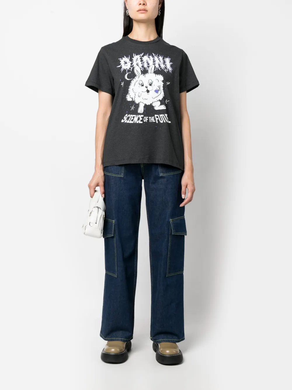GANNI Bunny Relaxed organic cotton T-shirt - Grijs