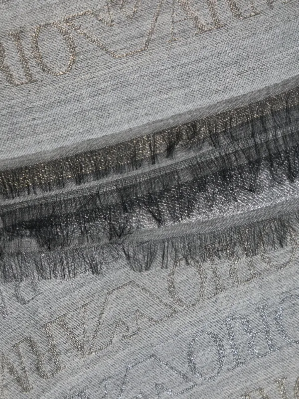 Emporio Armani logo jacquard Frayed Scarf Grey FARFETCH BH