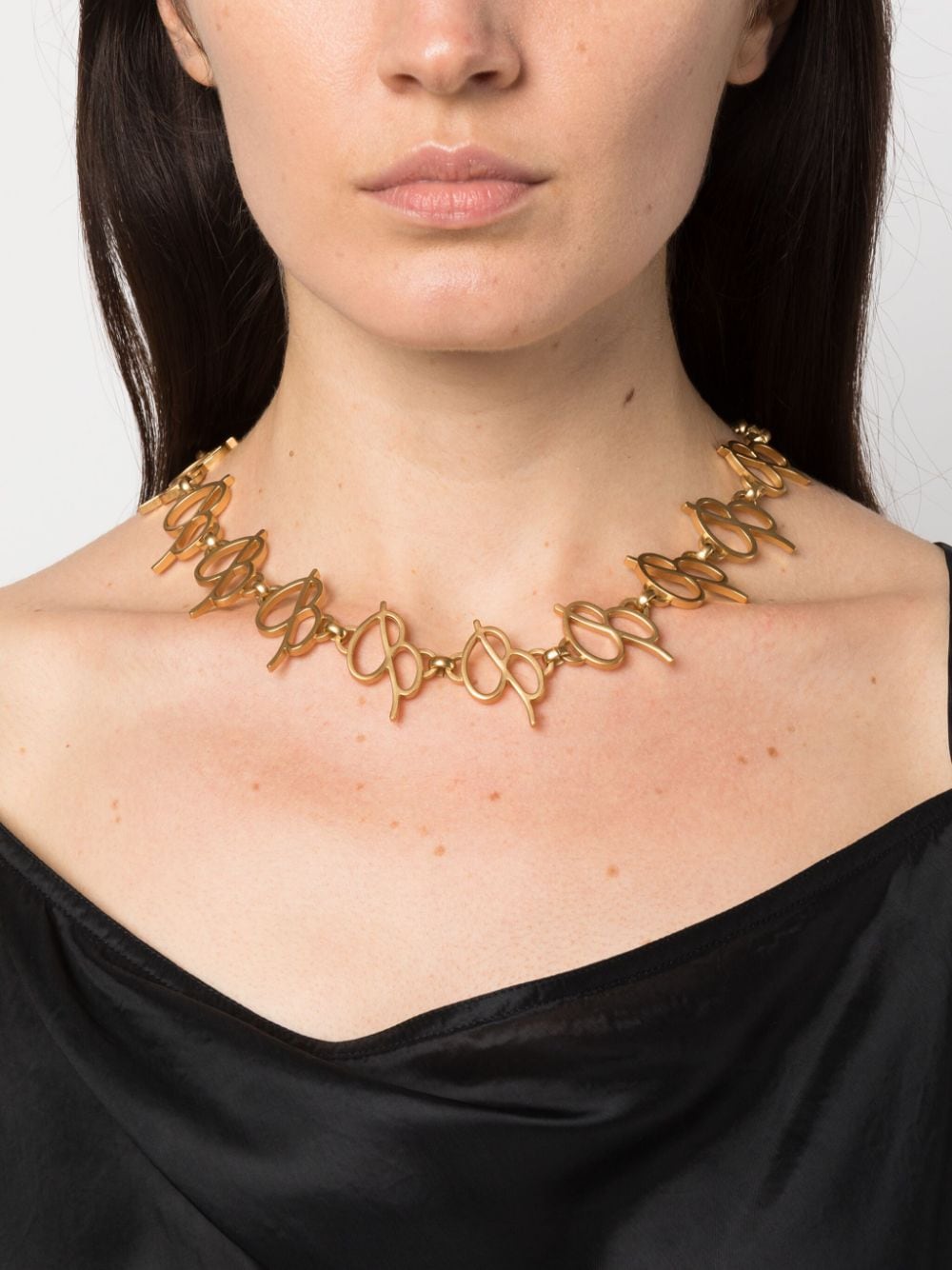 Shop Blumarine Logo-embellished Choker Necklace In Gold